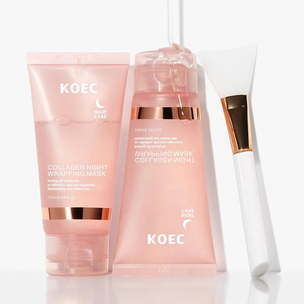 75ml KOEC colágeno noche Peel Off máscara hidratante reafirmante nutritivo elasticidad eliminar puntos negros ácido hialurónico niacinamida