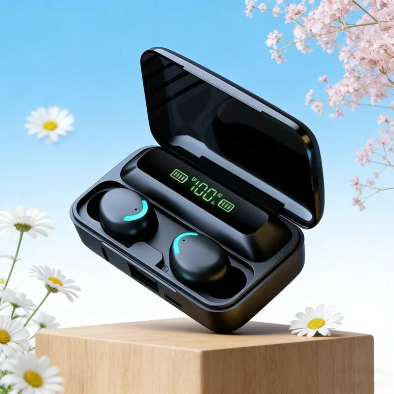 Nuevos Auriculares Bluetooth 9D Estéreo con Bajos Profundos, Auriculares Deportivos Manos Libres con Control Táctil, Auriculares Inalámbricos Tws Resistentes al Agua
