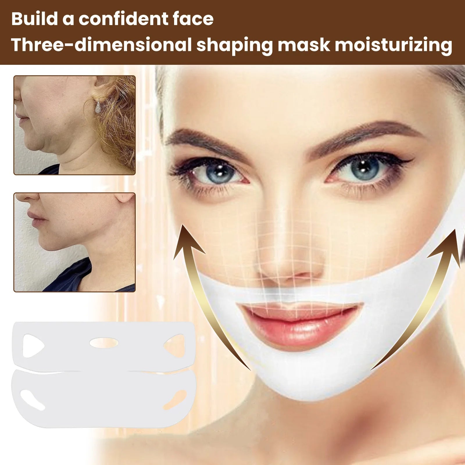 EELHOE-mascarillas de Estiramiento facial, moldeador en V, reafirmante de la barbilla, hidratante, antienvejecimiento, antiflacidez, en forma de V, mascarilla de Estiramiento facial, cuidado de la piel