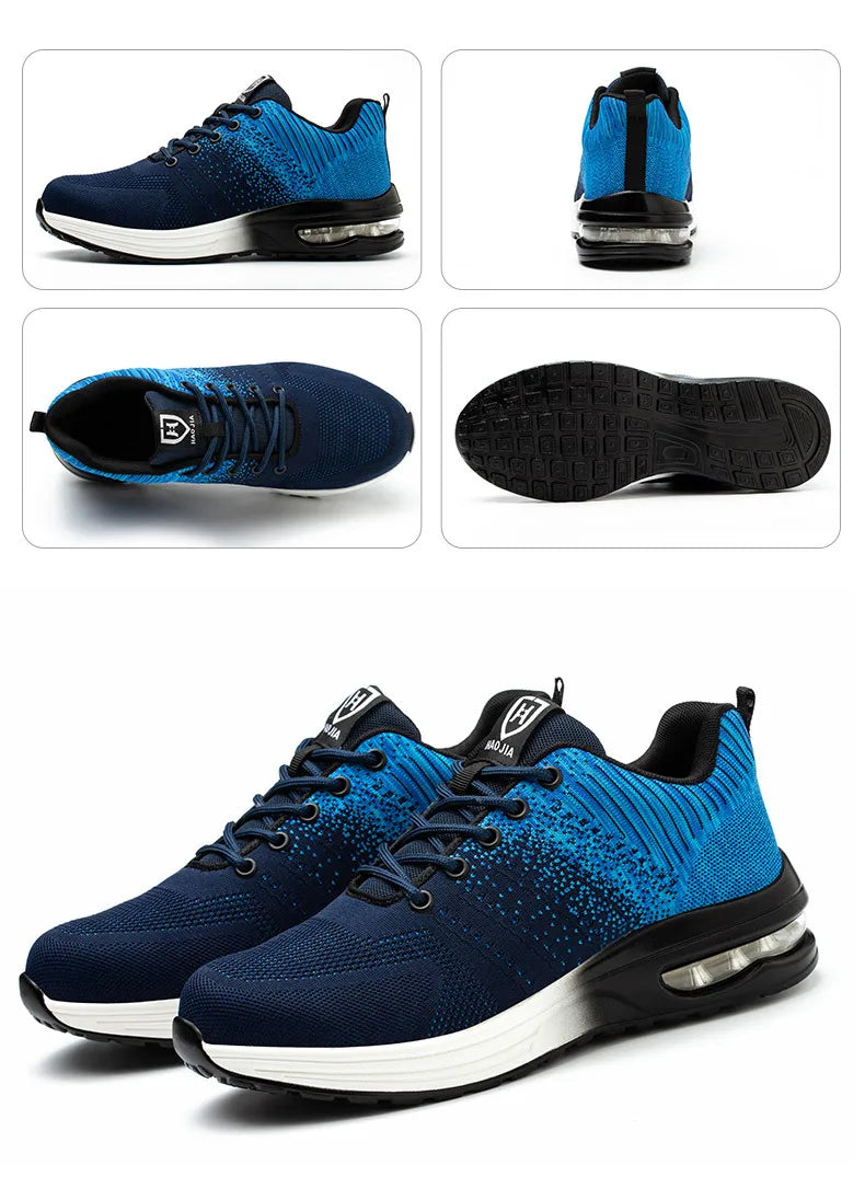 Zapatos de seguridad indestructibles para mujer, zapatos de trabajo con punta de acero antipinchazos, zapatillas ligeras antideslizantes con cojín de aire