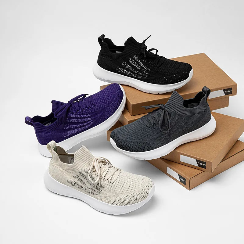 HOBIBEAR Zapatillas de deporte unisex para correr, zapatos para caminar transpirables de malla con punta ancha, zapatillas de senderismo con cordones antideslizantes