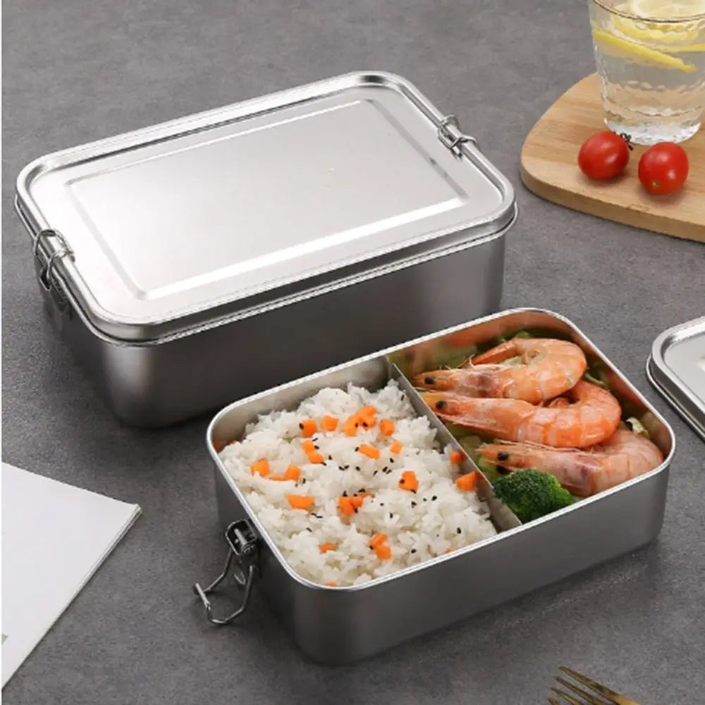 Lonchera Cuadrada de Acero Inoxidable Resistente, Lonchera de Gran Capacidad con Tapa Hermética, Contenedor de Almuerzo a Prueba de Fugas para Exteriores