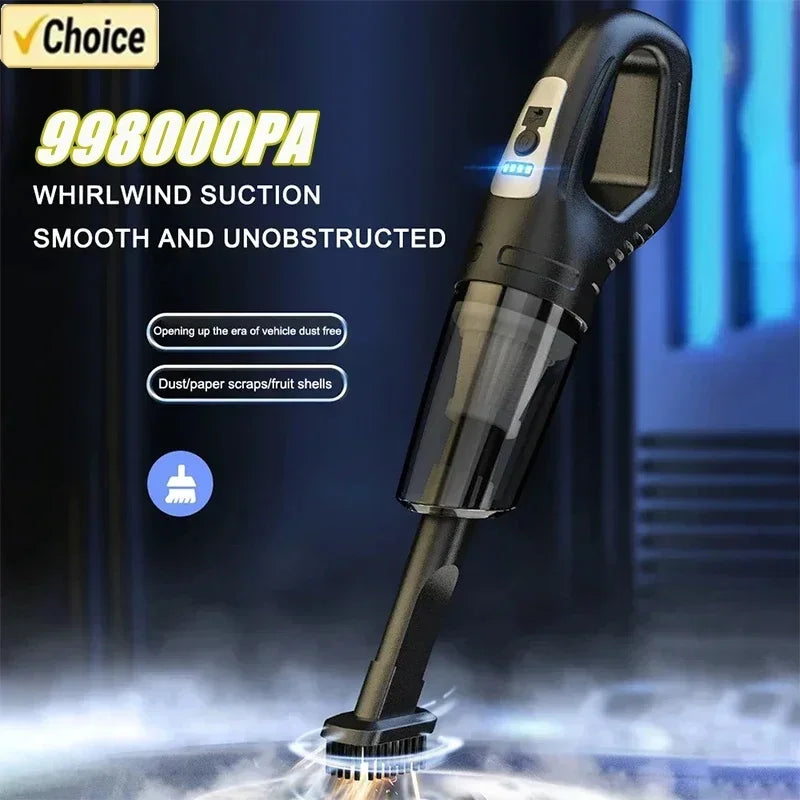 Aspiradora Inalámbrica de Mano con Gran Potencia de Succión, Recargable con Carga Rápida para Coche, Hogar y Eliminación de Pelo de Mascotas