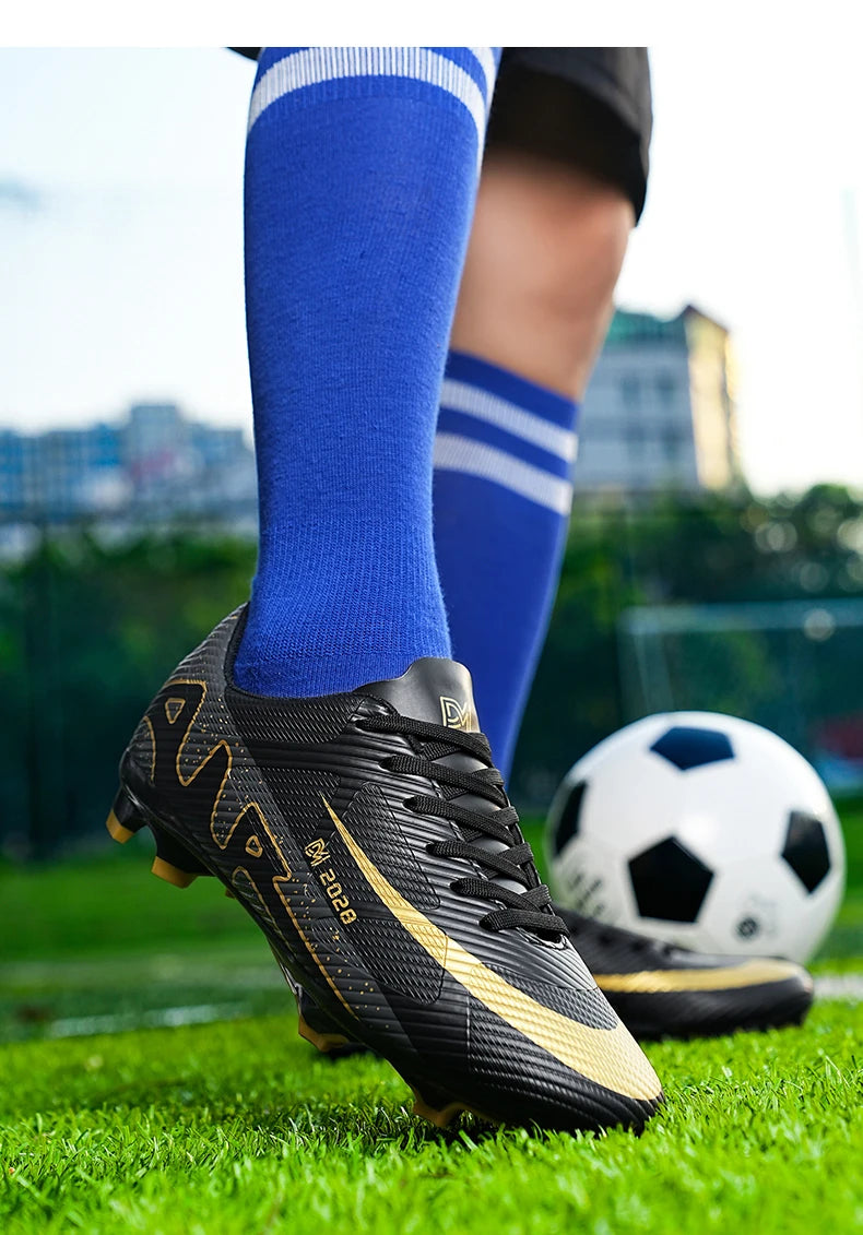 Botas de Fútbol Profesionales FG/TF para Hombre, Tacos Largos para Césped, Transpirables, Ligeras y Cómodas para Entrenamiento