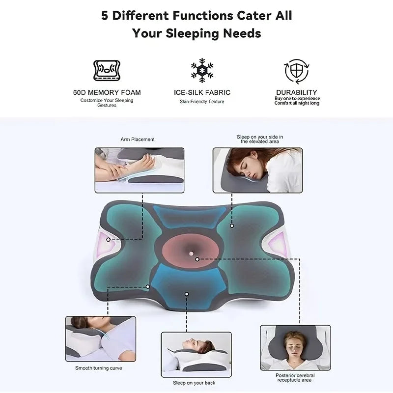 Almohada Ergonómica para el Cuello 2026 |   Transpirable |   Soporte Cervical, Diseño |   Para Dormir Boca Arriba y de Lado |   Padres y Ancianos