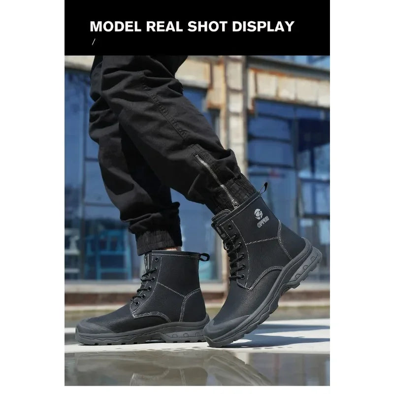 Botas de trabajo de microfibra de alta gama para hombre con puntera de acero para antigolpes y antipinchazos, antipinchazos de Kevlar