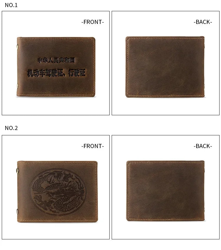 Tarjetero de cuero auténtico para hombre, cartera para documentos de coche, de alta calidad, para licencia de conducir, 8,2x10,5 cm