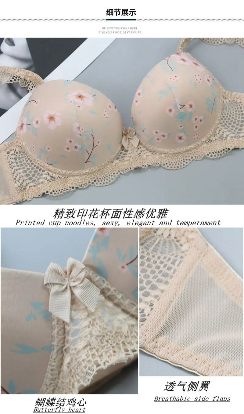 Conjunto de sujetadores sexys para mujer, ropa interior Floral con lazo de copa BCDE grande, negro, Beige, azul, rojo, blanco, lencería de encaje, novedad de 2023
