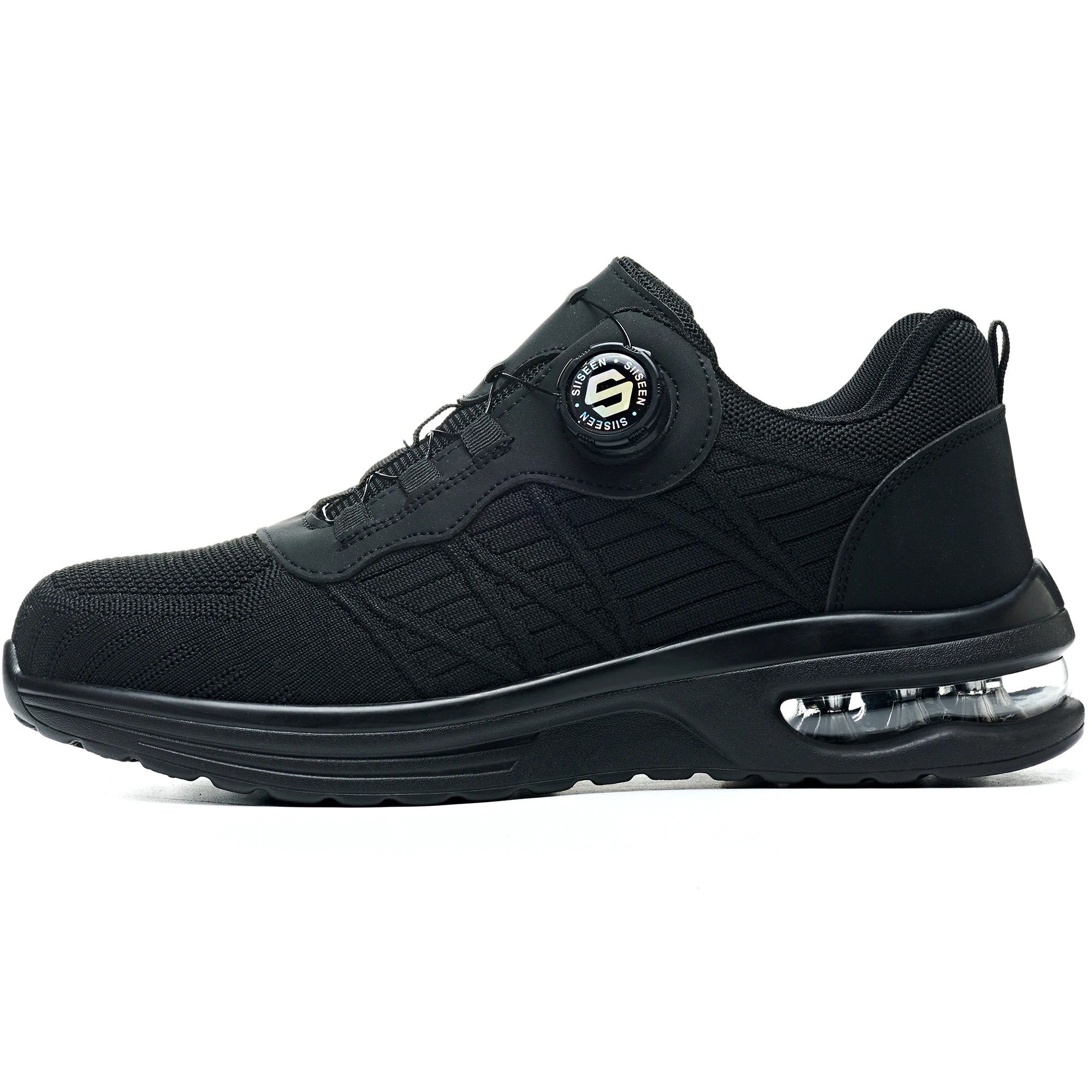 Nuevos zapatos de seguridad con hebilla giratoria para hombre, botas de trabajo ligeras antiimpacto y antiperforación, diseño deportivo de moda para exteriores profesionales