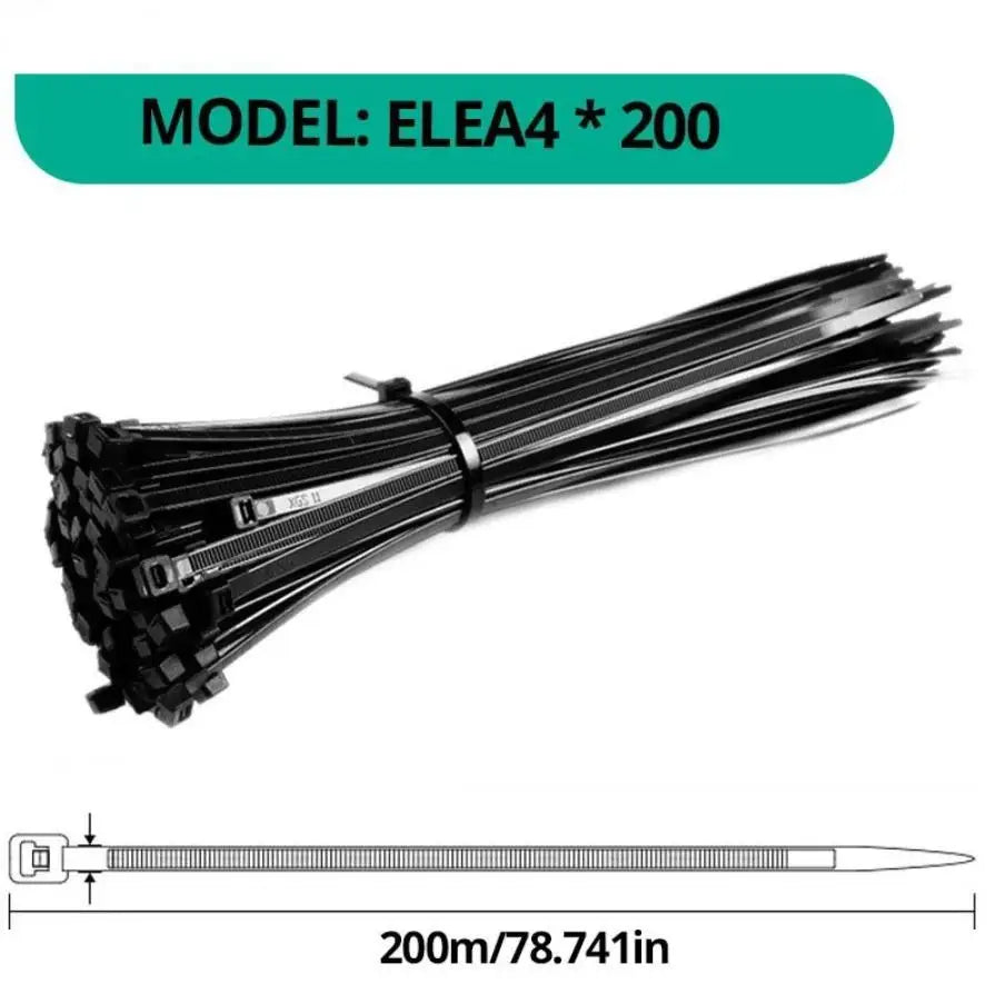 100 piezas negro 4x200 cable anillo de fijación reutilizable cable Zip Ties de pulgadas reciclable desmontable