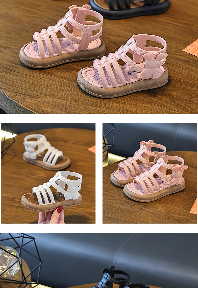 Sandalias de verano para niñas de 1 a 10 años, zapatos bonitos y versátiles de princesa a la moda para estudiantes, Sandalias planas, calzado informal