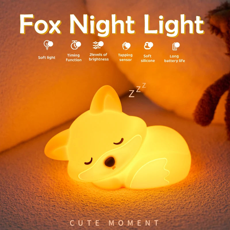Bonita lámpara de noche blanda de silicona, luz nocturna regulable para guardería, lámpara de mesita de noche con temporizador recargable y Sensor táctil
