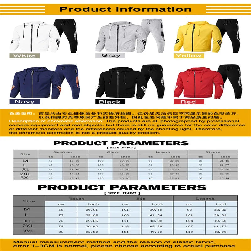 Conjunto de chándal de primavera y otoño para hombre, Sudadera con capucha de manga larga y Joggers, ropa deportiva de 2 piezas para correr y Fitness, ropa informal