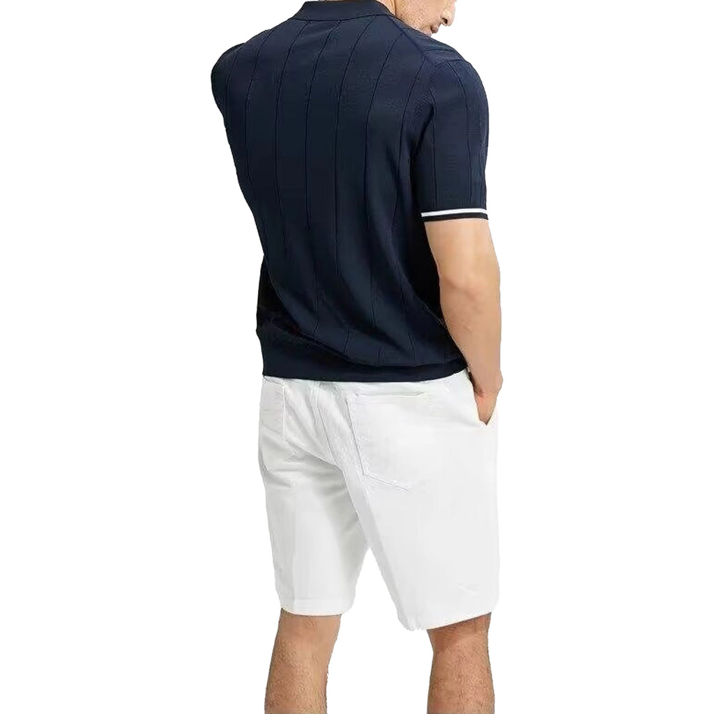 Camiseta Polo de Punto para Hombre CH, con Media Cremallera, Cuello Solapa, Manga Corta, Color Sólido, Casual, de Negocios, Transpirable, para Verano