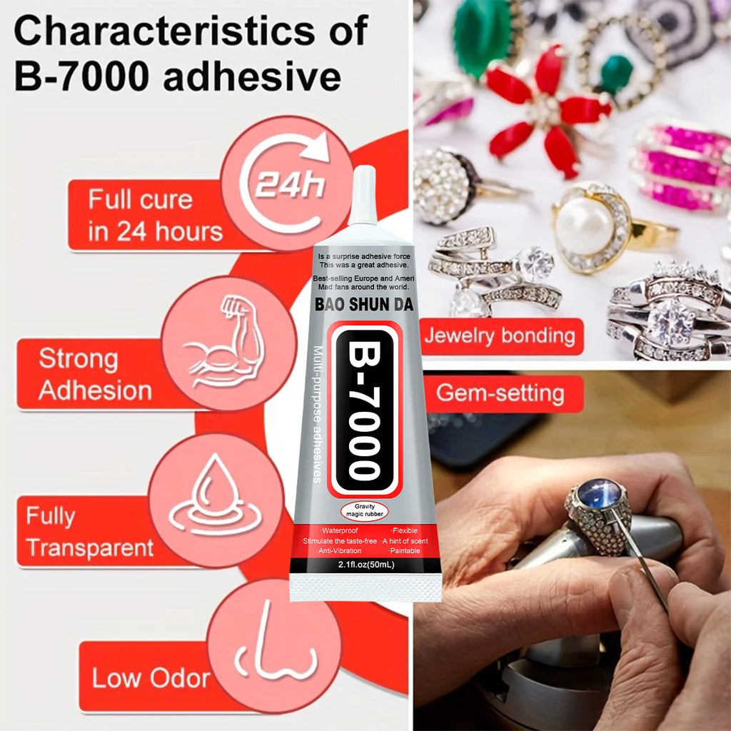 B7000 Pegamento 15/25/50/110 ml Adhesivo reparador de resina epoxi  Pantalla táctil de teléfono móvil Joyería Artesanía Herramienta de pegamento líquido para bricolaje con salida de aguja fina, transparente, ecológico