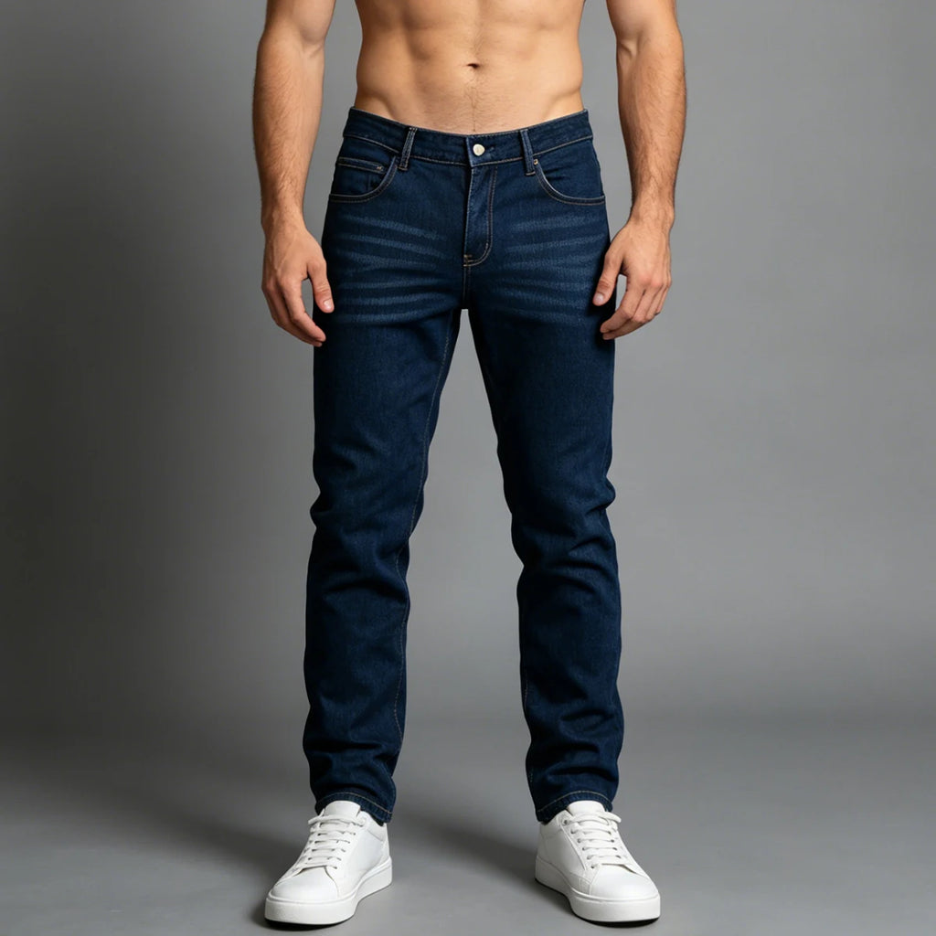 Pantalones vaqueros de pierna recta para hombre, de color liso, para primavera y otoño, a la moda, elegantes, sencillos, informales, negros, versátiles, para exteriores