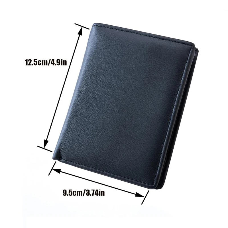 Cartera para hombre, billeteras de cuero genuino para hombre, monedero con cremallera, billeteras de negocios verticales, tarjetero antirrobo RFID, monedero
