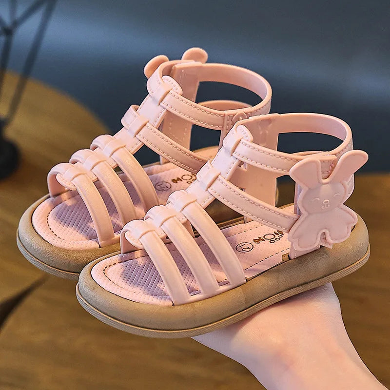 Sandalias de verano para niñas de 1 a 10 años, zapatos bonitos y versátiles de princesa a la moda para estudiantes, Sandalias planas, calzado informal