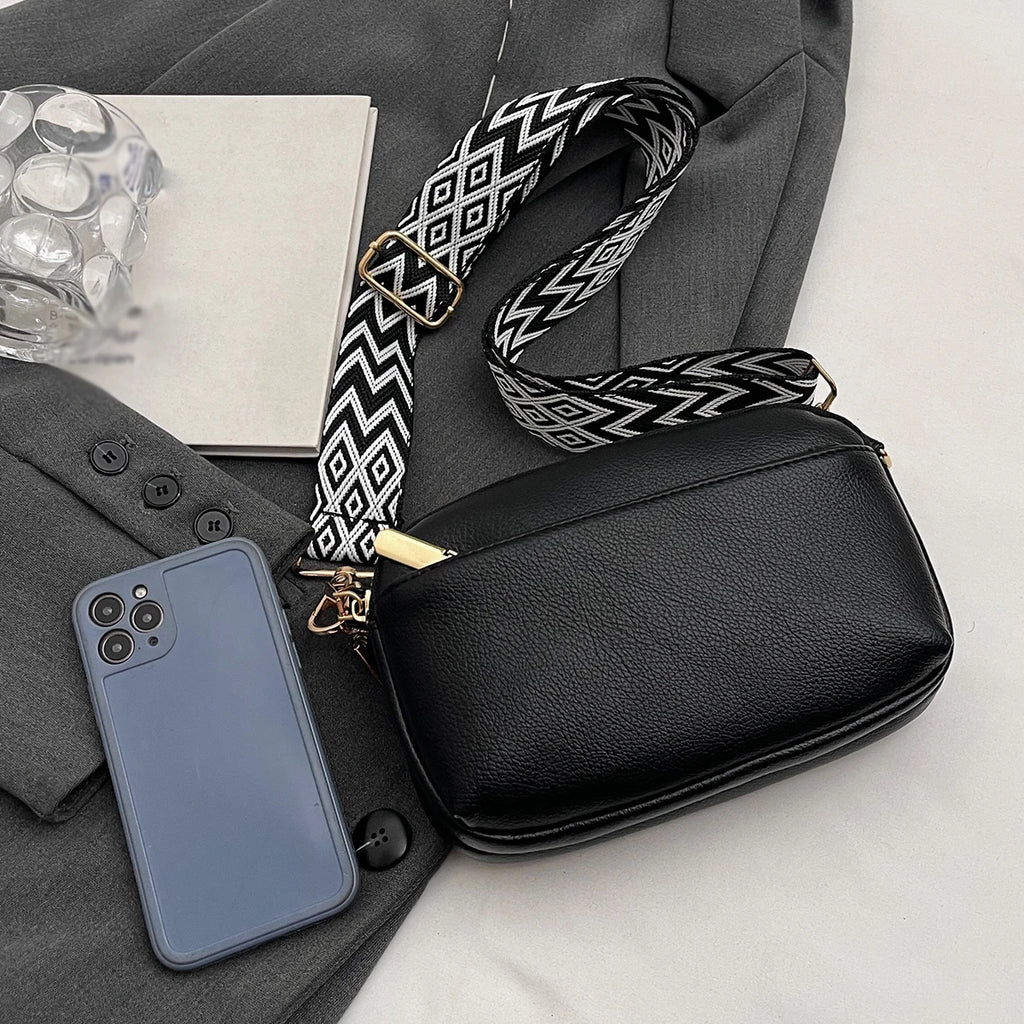 Bolso cruzado vegano elegante para mujer, bolso de hombro de PU minimalista y a la moda, compacto, espacioso, apto para teléfono