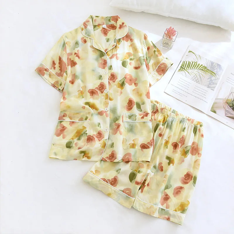 Primavera/Novedad de verano 100% pantalones de manga larga de viscosa traje de pijama de mujer 3XL ropa de dormir larga de talla grande ropa de dormir de casa para mujer