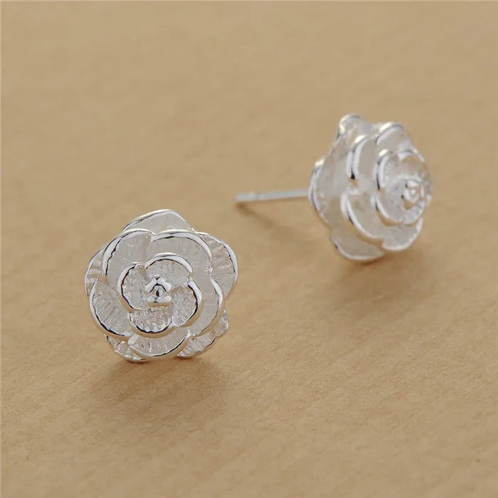 Pendientes de plata de ley 925 con forma de flor para mujer, joyería elegante de 10MM, regalo de boda, venta al por mayor
