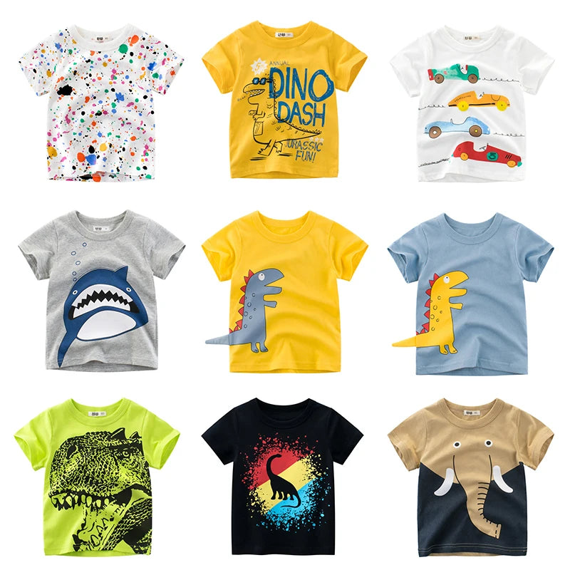 OLEKID-ropa de verano para niños, camisetas con estampado de dibujos animados para niños de 2 a 8 años, camisetas de manga corta para niños pequeños, 2025