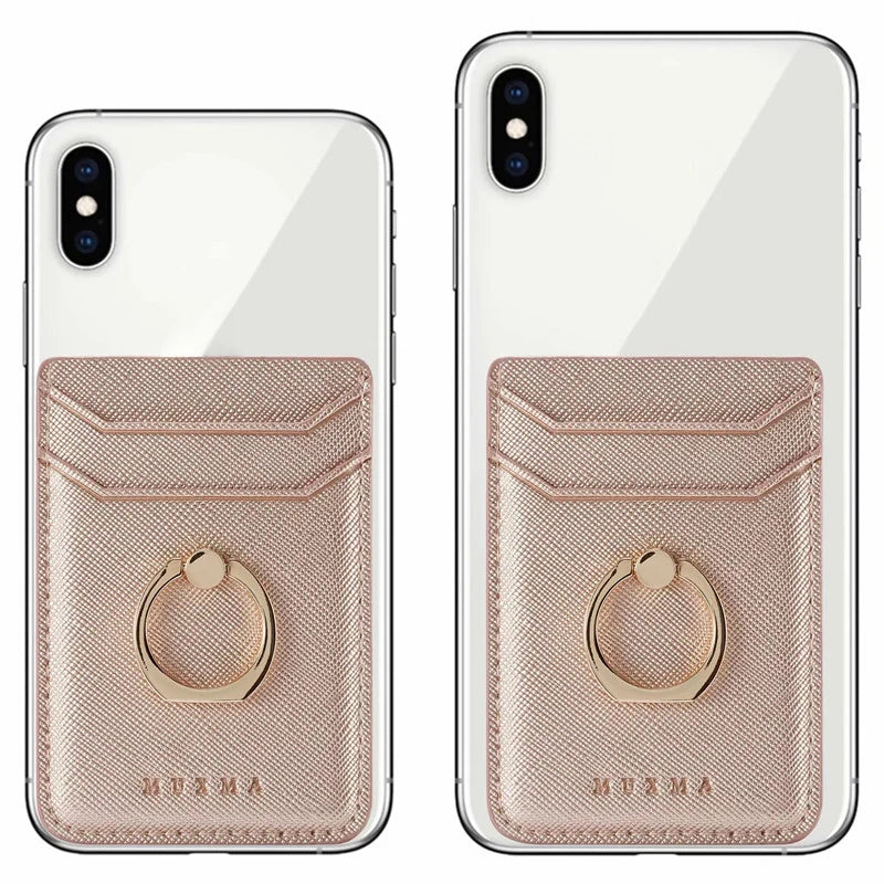 Tarjetero de cuero adhesivo 3M adhesivos tarjeta de identificación de crédito teléfono móvil bolsillo trasero funda tipo billetera pegatina soporte para teléfono Suporte Celular
