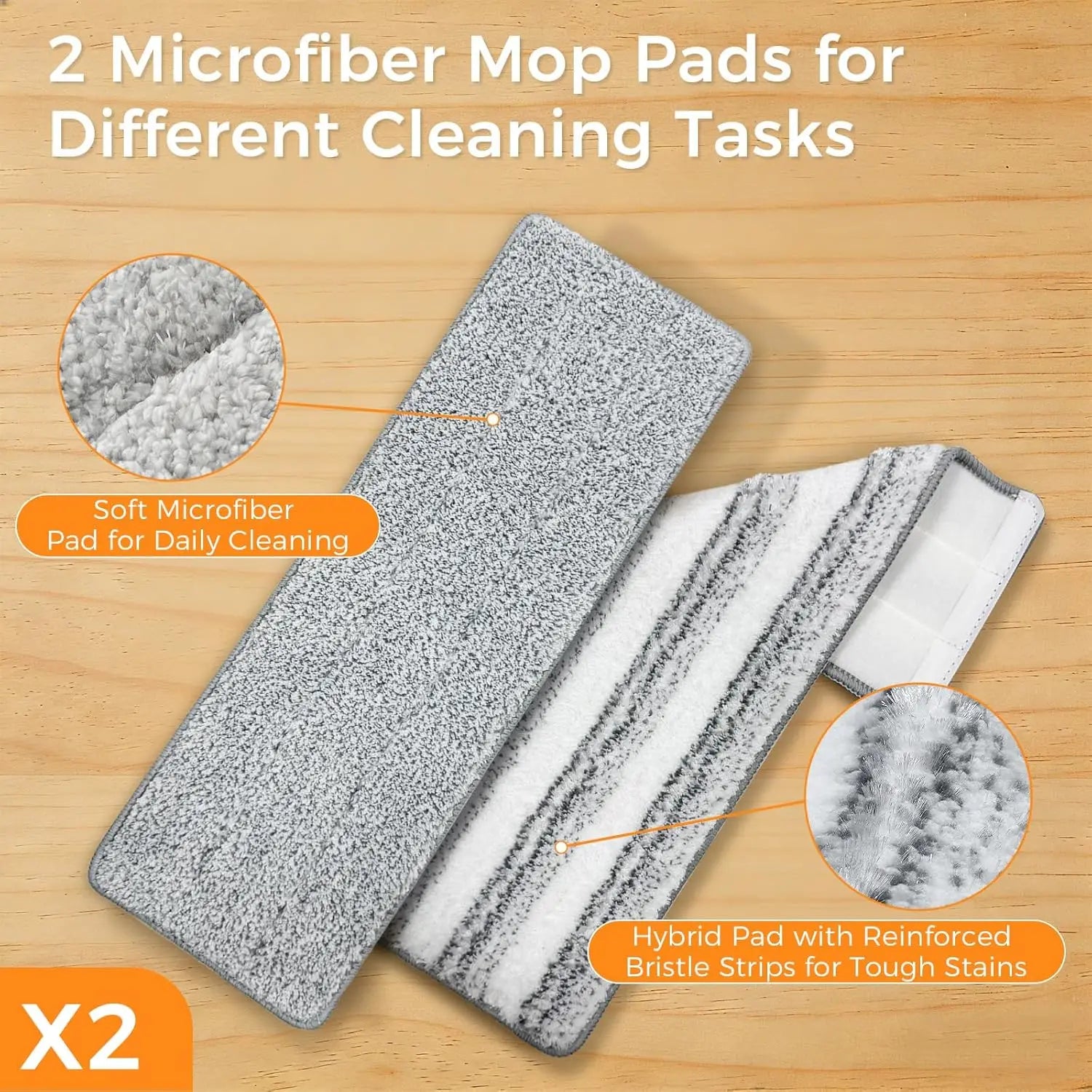 Juego de Mopa y Cubeta con Cubeta Desmontable que Ahorra Espacio, Mopa de Pared con Rotación de 360° °   Cabezal de Mopa Giratorio, 2 Almohadillas de Microfibra Reutilizables para Mopa