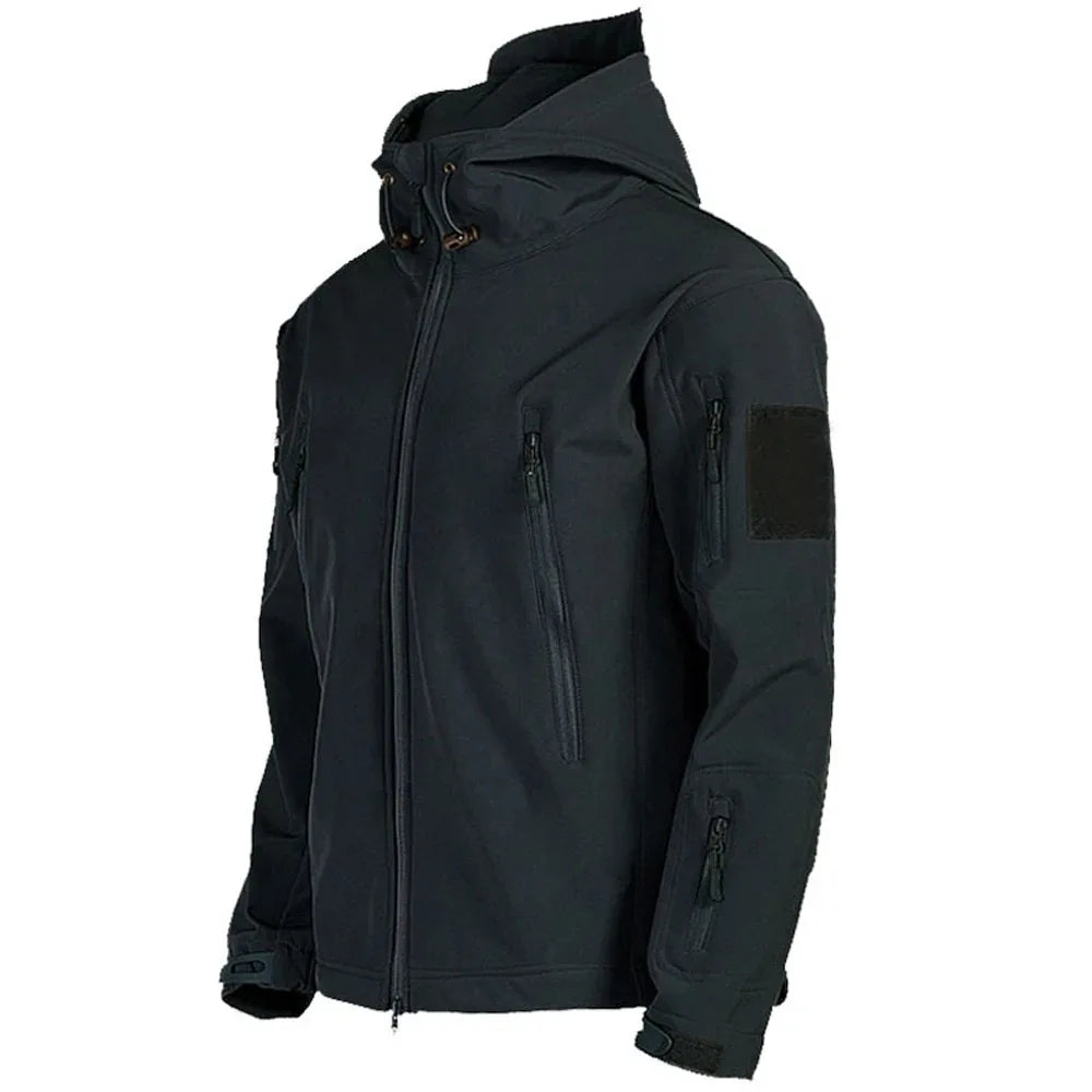 Chaqueta de Piel de Tiburón a la Moda 2024, Chaqueta Táctica Impermeable y Cortavientos para Hombre, Chaqueta con Capucha