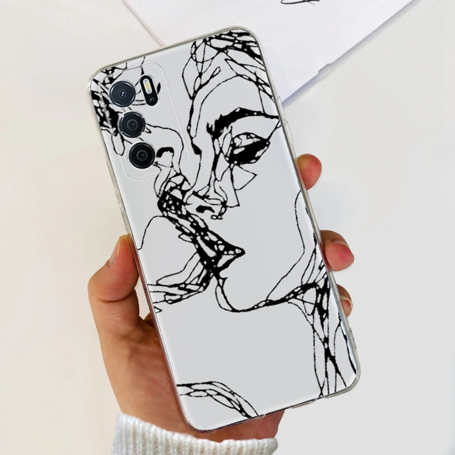 Para Oppo A16 A16s funda elegante pintada contraportada suave funda de teléfono delgada para Oppo A16s OppoA16 s CPH2269 Coque Fundas carcasa de parachoques