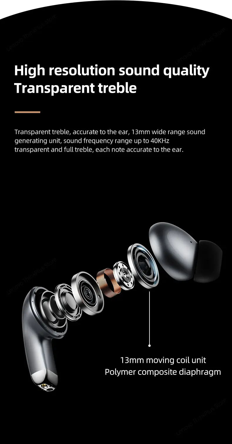 Choice Lenovo LP5 auriculares inalámbricos con Bluetooth, auriculares de música HiFi, Auriculares deportivos impermeables con micrófono, auriculares de negocios