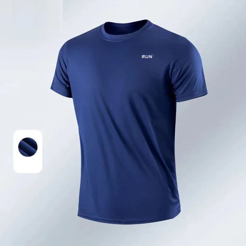 Camiseta deportiva de verano para hombre, camiseta atlética de manga corta con cuello redondo, poliéster, secado rápido, transpirable, ligera, para gimnasio, correr, culturismo, entrenamiento, fútbol, camisetas depo