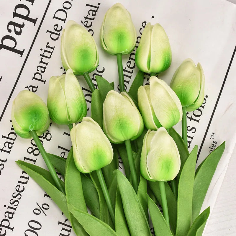 3/5/10/15/20 piezas tulipanes flores artificiales ramo de flores de tacto Real tulipanes flor falsa para decoración del hogar de la boda