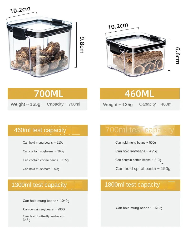 Tarros sellados para cocina, organizador de almacenamiento de granos, tanque grande de plástico a prueba de humedad, juego de tarros de condimentos para el hogar