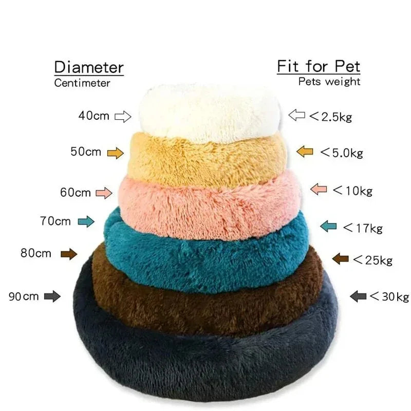 Cama redonda para perros, cama cálida de invierno para gatos, cesta de felpa para perros, cama lavable para mascotas, sofá para perros pequeños, medianos y grandes