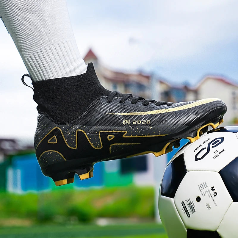 Zapatos de fútbol rosas a la moda para hombre, botas de fútbol ligeras profesionales con calcetín, zapatillas de fútbol originales antideslizantes para exteriores