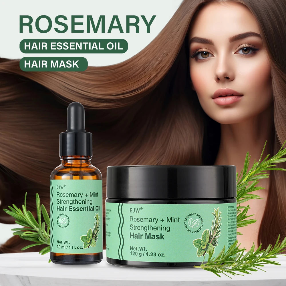 Champú de Romero, Acondicionador, Mascarilla Capilar y Aceite para Cabello Fino, Nutre las Raíces del Cabello y Fortalece el Cabello Fino