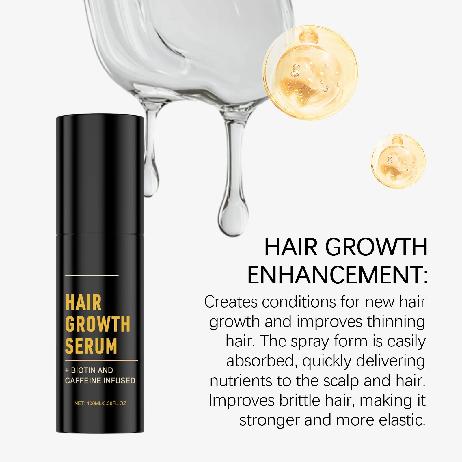Suero para el crecimiento del cabello, fortalece las raíces del cabello, promueve el recrecimiento del cabello, anticaída del cabello, nutre el cuero cabelludo, repara el cuidado del cabello