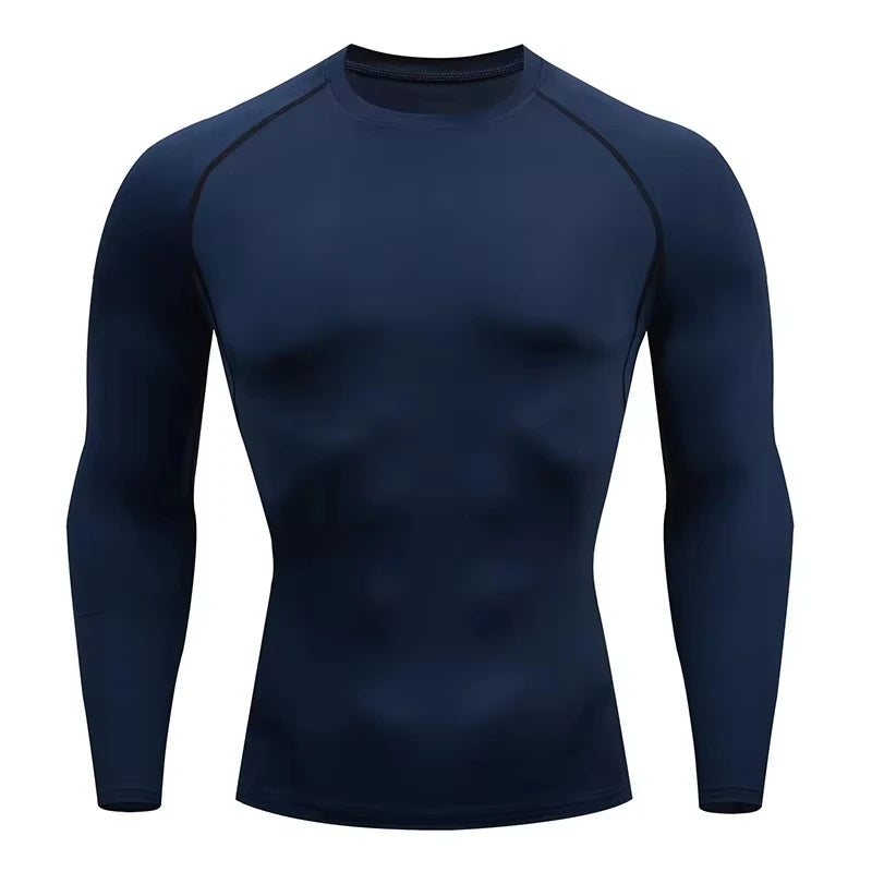 Camisa de compresión de manga larga para hombre de secado rápido |   Top deportivo para culturismo, fitness, gimnasio, entrenamiento