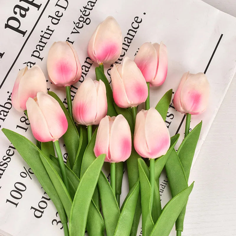 3/5/10/15/20 piezas tulipanes flores artificiales ramo de flores de tacto Real tulipanes flor falsa para decoración del hogar de la boda