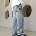 Pantalones vaqueros cálidos de invierno para niños, nuevo estilo, pantalones vaqueros holgados de pierna recta de marca a la moda para adolescentes y niños, pantalones sueltos para niños