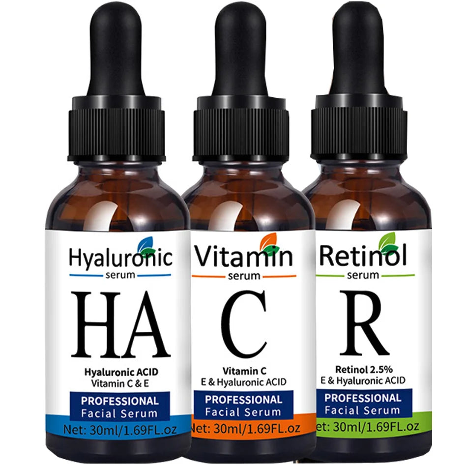 Sueros faciales, juego de cuidado de la piel, vitamina C, ácido hialurónico, suero de Retinol para reafirma la cara, suero hidratante iluminador para cara Se