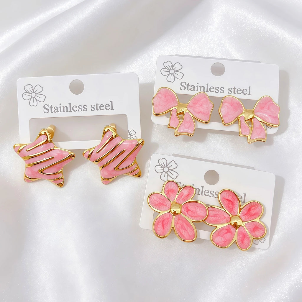 6 pares de pendientes de acero inoxidable con diseño de flores y geometría, coloridos y a la moda, para mujer, regalos para fiestas.