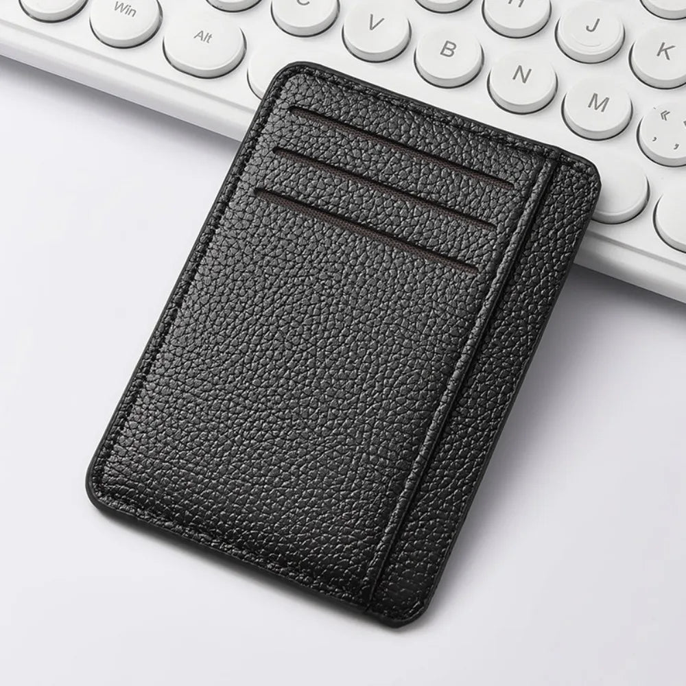 Carteras minimalistas delgadas con bolsillo frontal para hombre, tarjetero con bloqueo RFID, carteras de cuero portátiles