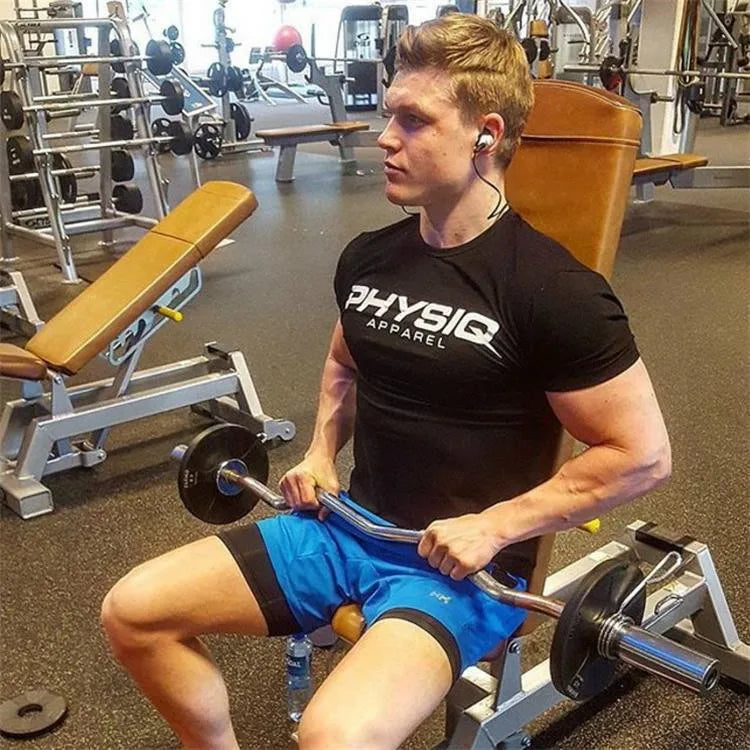 Camiseta de culturismo para hombre, camisetas de algodón ajustadas para Fitness, camisetas ajustadas de manga corta a la moda para hombre, camisetas, ropa