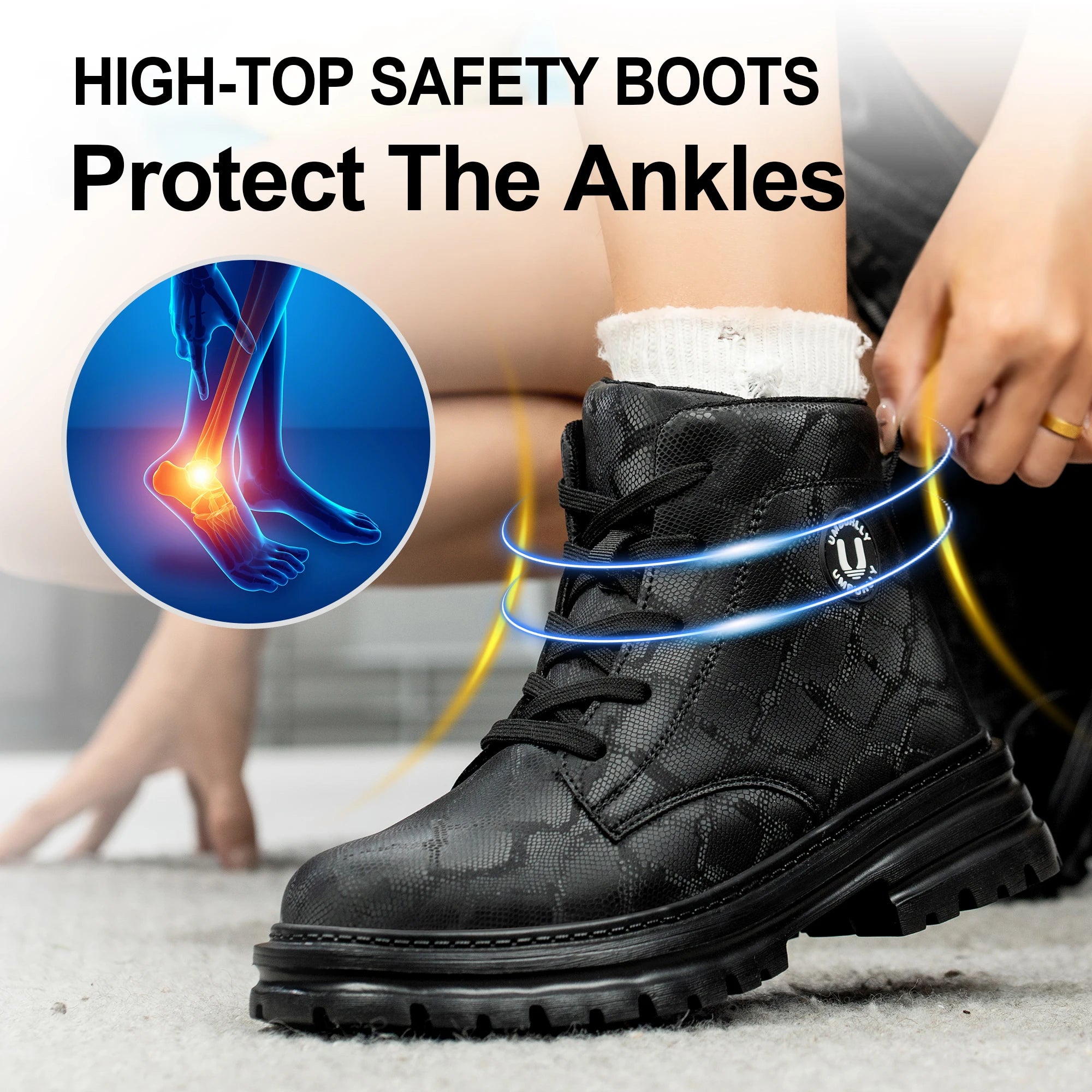 Botas de Trabajo de Seguridad con Punta de Acero para Mujer, Antiaplastamiento, Antipinchazos, Antideslizantes, Zapatos Deportivos Cómodos, Calzado de Seguridad Laboral