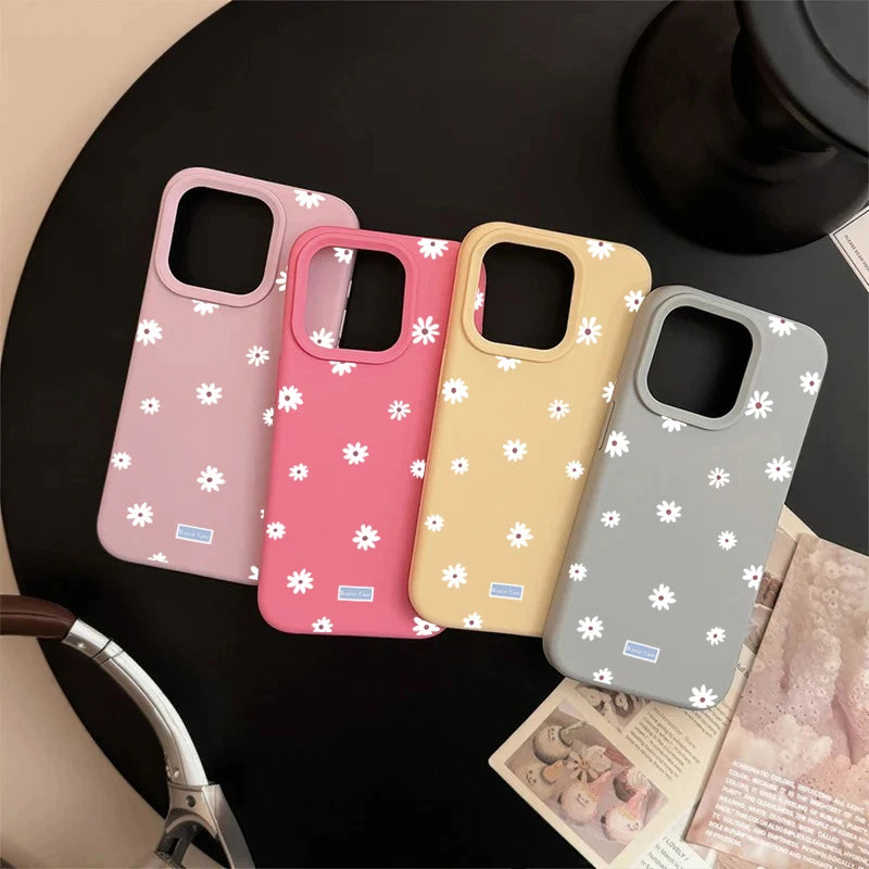 Funda de teléfono con flor pequeña y Margarita de estilo lindo para iPhone 11 12 13 14 15 16 17 Pro Max 16 Plus, funda de silicona suave con parachoques a prueba de golpes