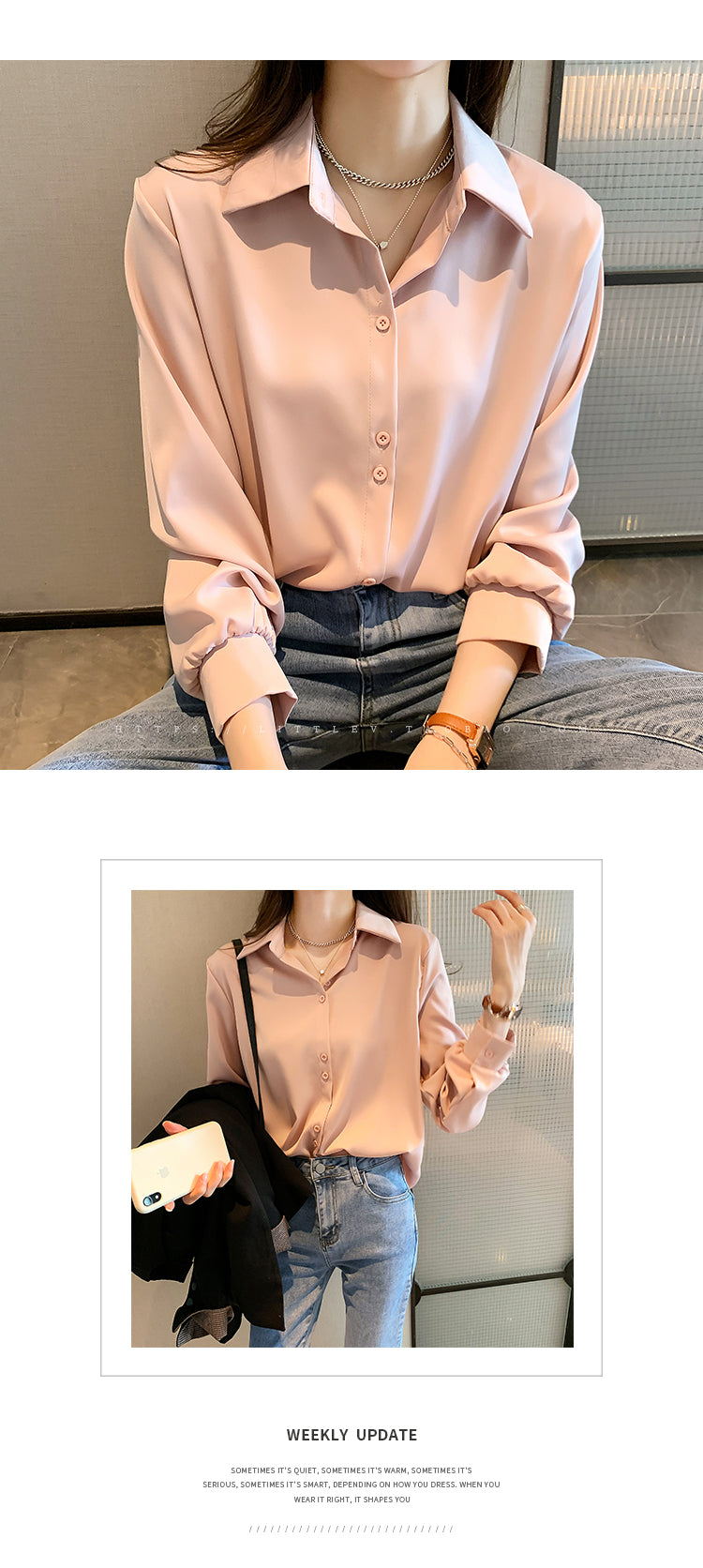 Camisas de talla grande, moda Primavera Verano, blusa holgada de manga larga para mujer, Tops informales de gasa, camisas de oficina para mujer