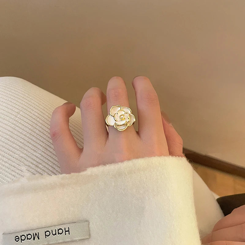 Gran oferta de anillos de joyería de moda, anillos con apertura de flor de rosa negra, anillos ajustables para dedo índice para mujer y niña, regalo