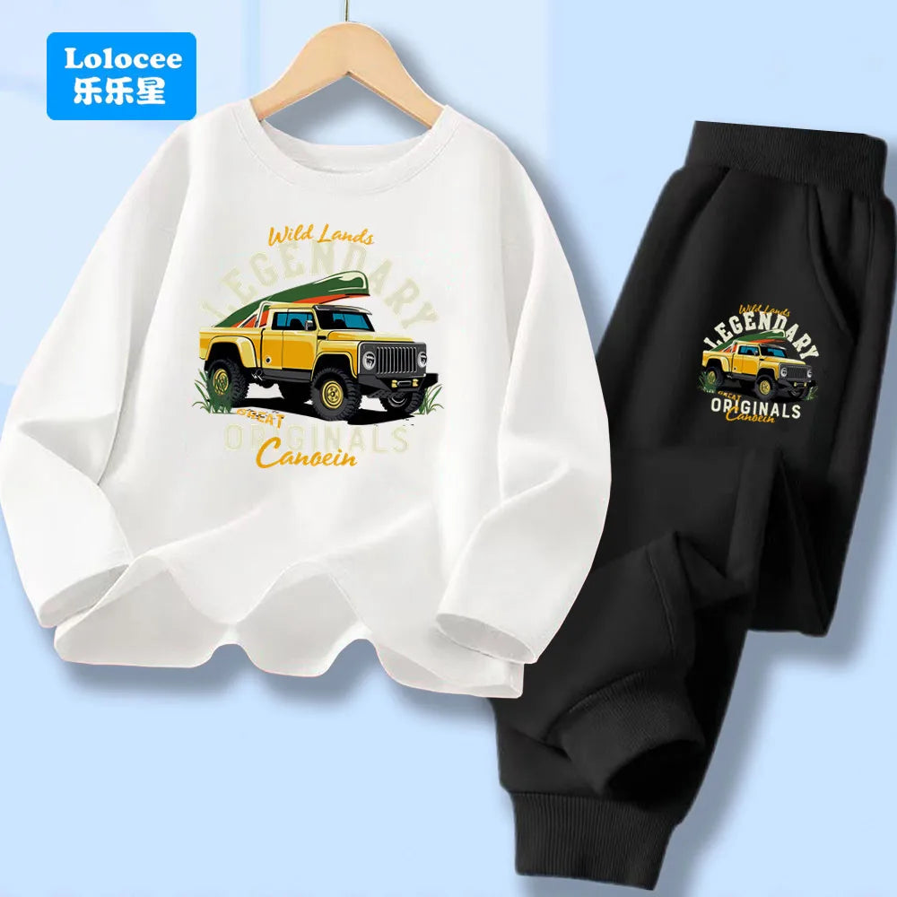 Conjuntos de camisetas y pantalones largos para niños, camisetas y pantalones de manga larga, conjuntos de 2 uds para niños, conjuntos geniales, ropa de moda para niños YYPK1